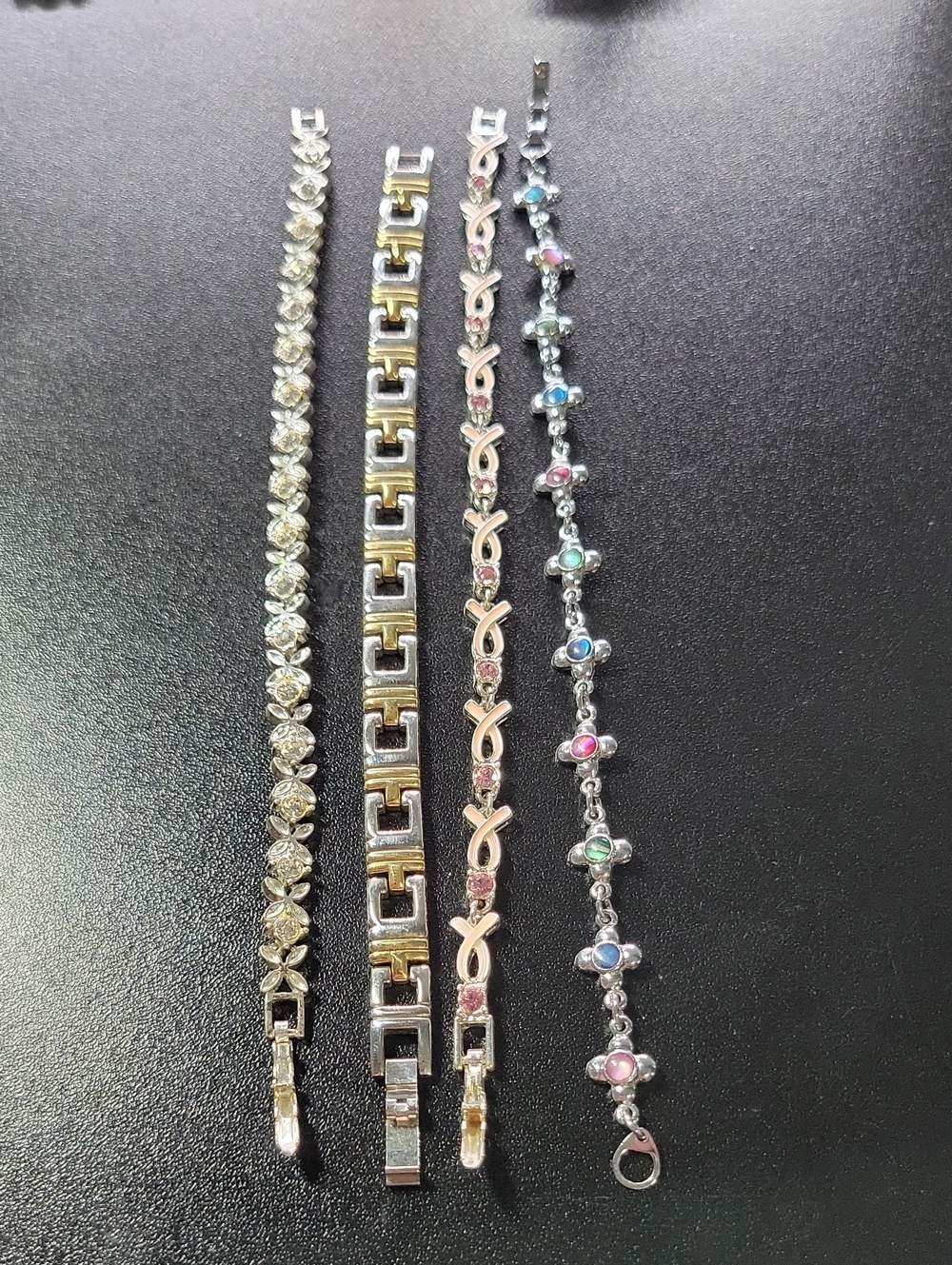 Silver-Tone Multicolor Stone Tennis Bracelet Lot